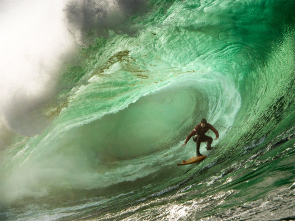 Surfing Aileen's Wave, Cliffs of Moher, Ireland