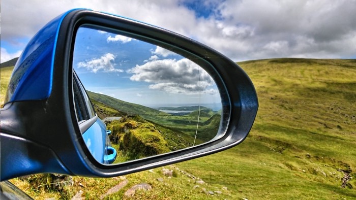 Viewing the hills in Ireland from your car mirror
